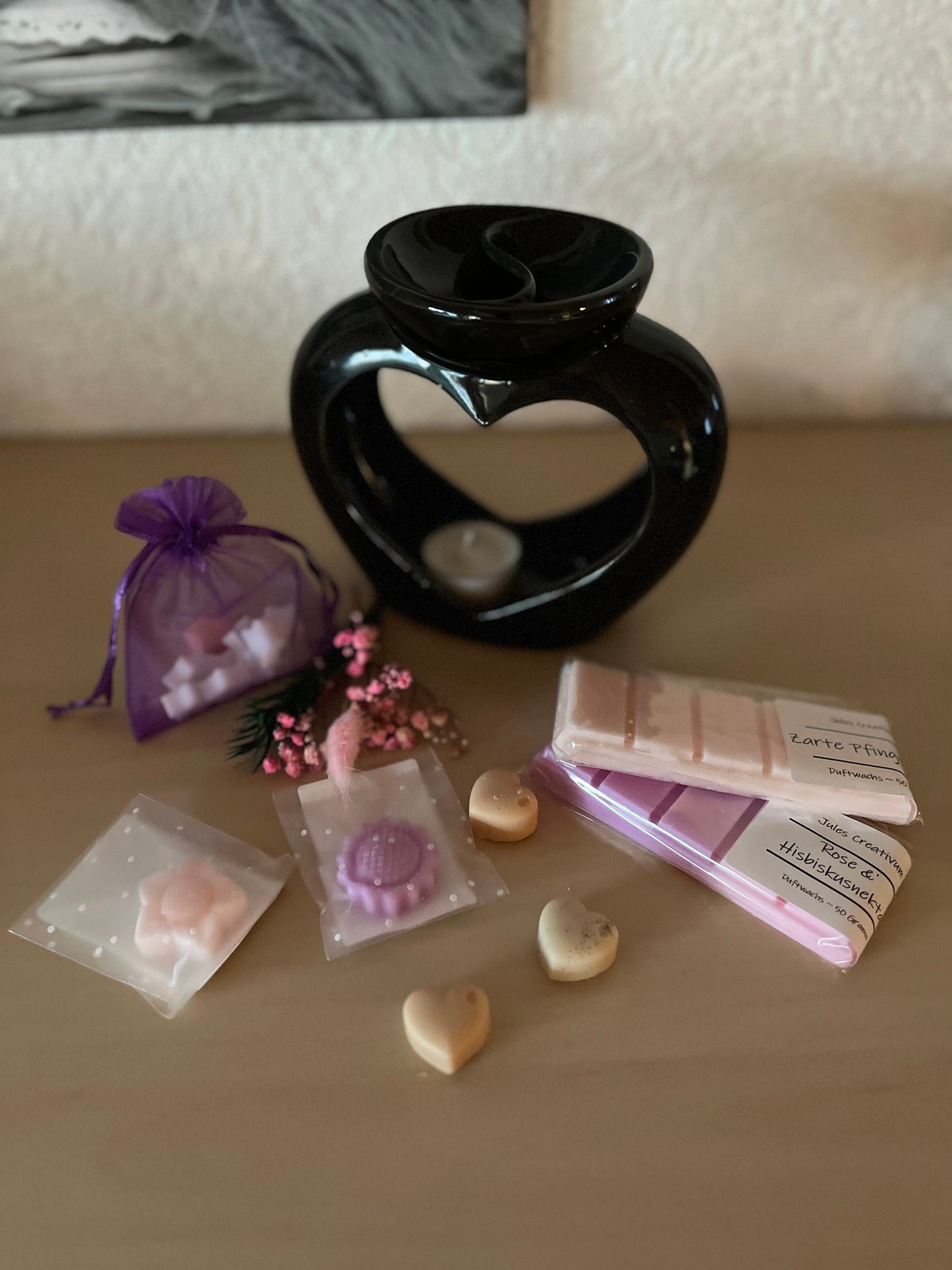 Geschenkset • Duftlampe Herz mit Doppelkammer • Weihnachtsgeschenk • Geburtstag • Wachs • Duftwachs