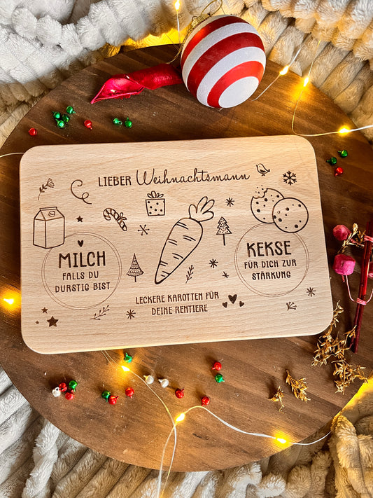 Brettchen mit Gravur • personalisierbar •Weihnachtsmann • Kekse • Milch • Rentier •