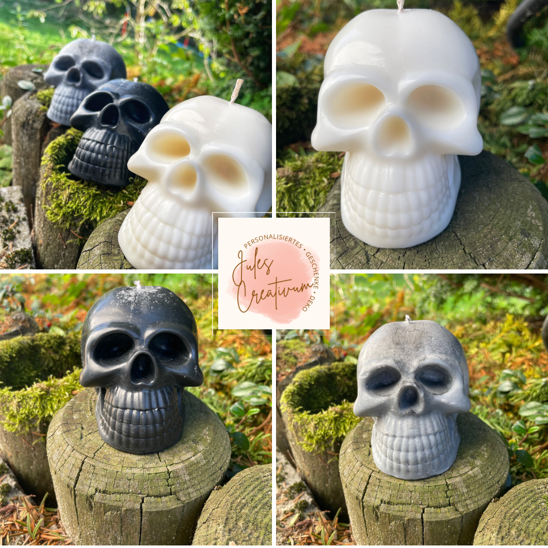 Totenkopf Kerze • 3 Farben • ohne Duft