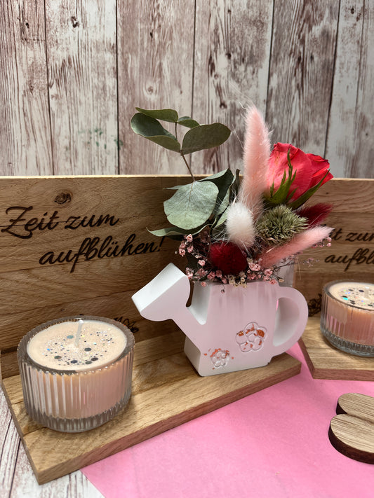 Geschenkset Blumentopf • Gießkanne mit Kerze und Spruch